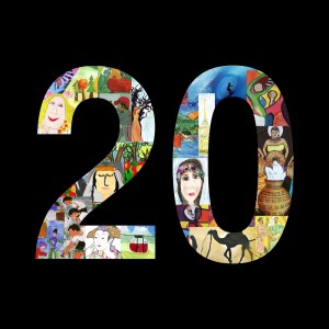 This distinctive and original logo is a combination of 20 pieces of art created by 20 young artists from 20 participating classes representing 20 countries worldwide creating a salute to our 20 year history! 