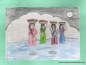 Women Praying and Bathing In River